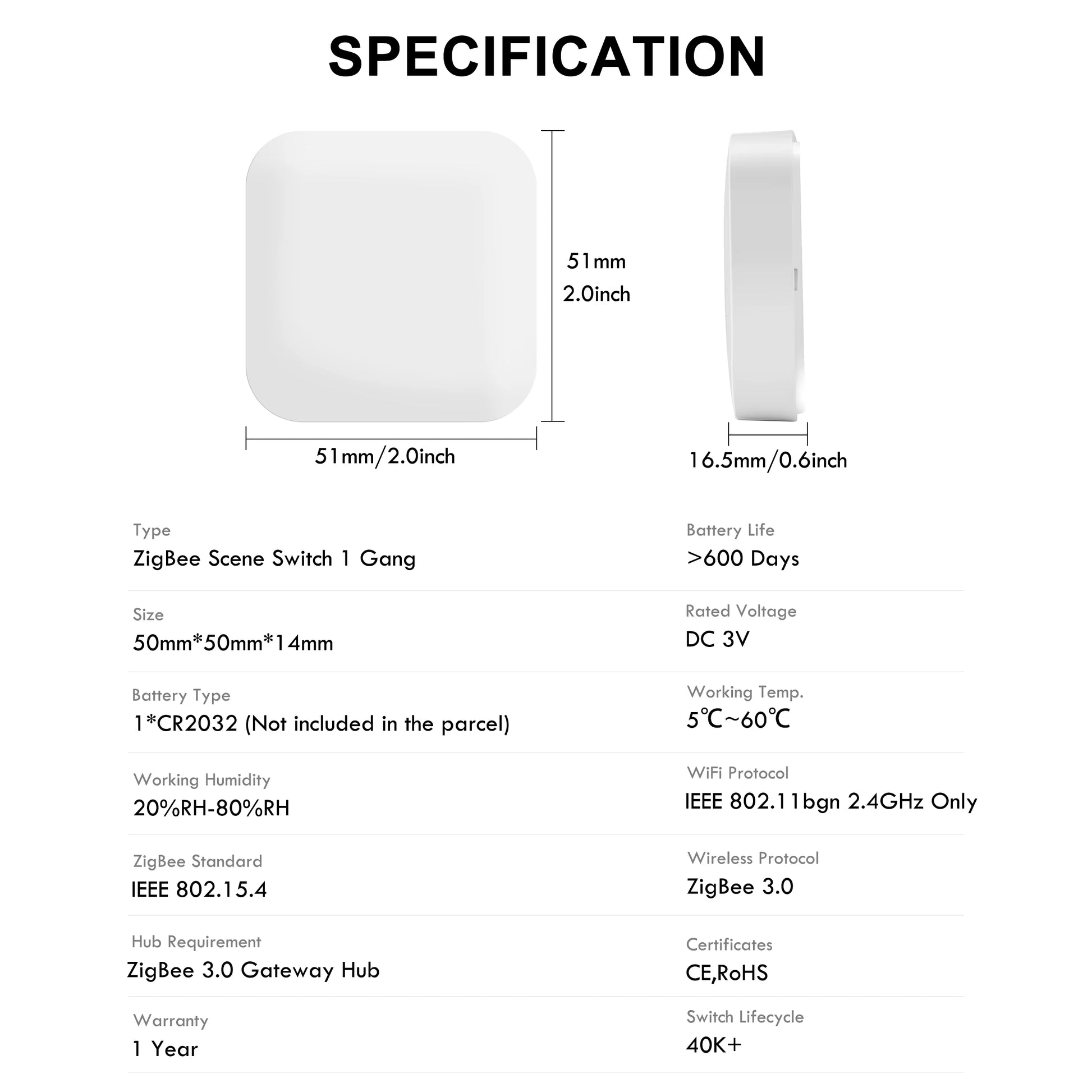 Zigbee Scene Button Switch Smart Scene Controller for Home Automation Multi-Scenario Linkage Switch Works Home Assistant